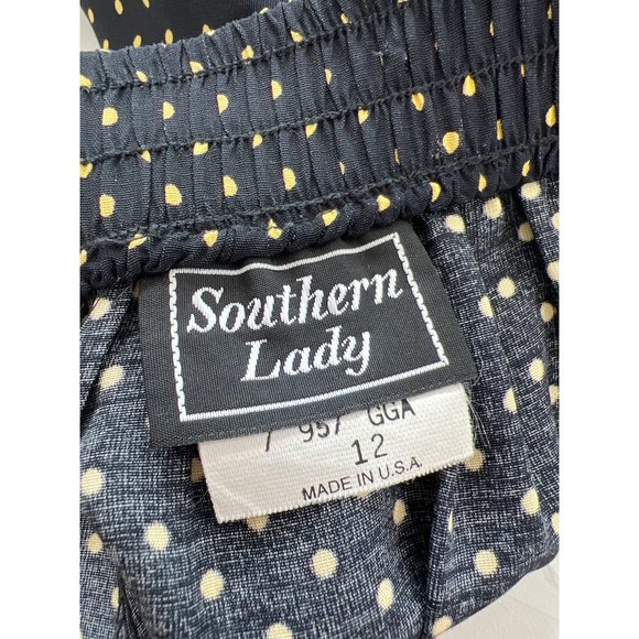 Southern Lady Polka Dot A-Line Maxi Skirt Womens 12 Black Acetate Blend - Picture 5 of 8